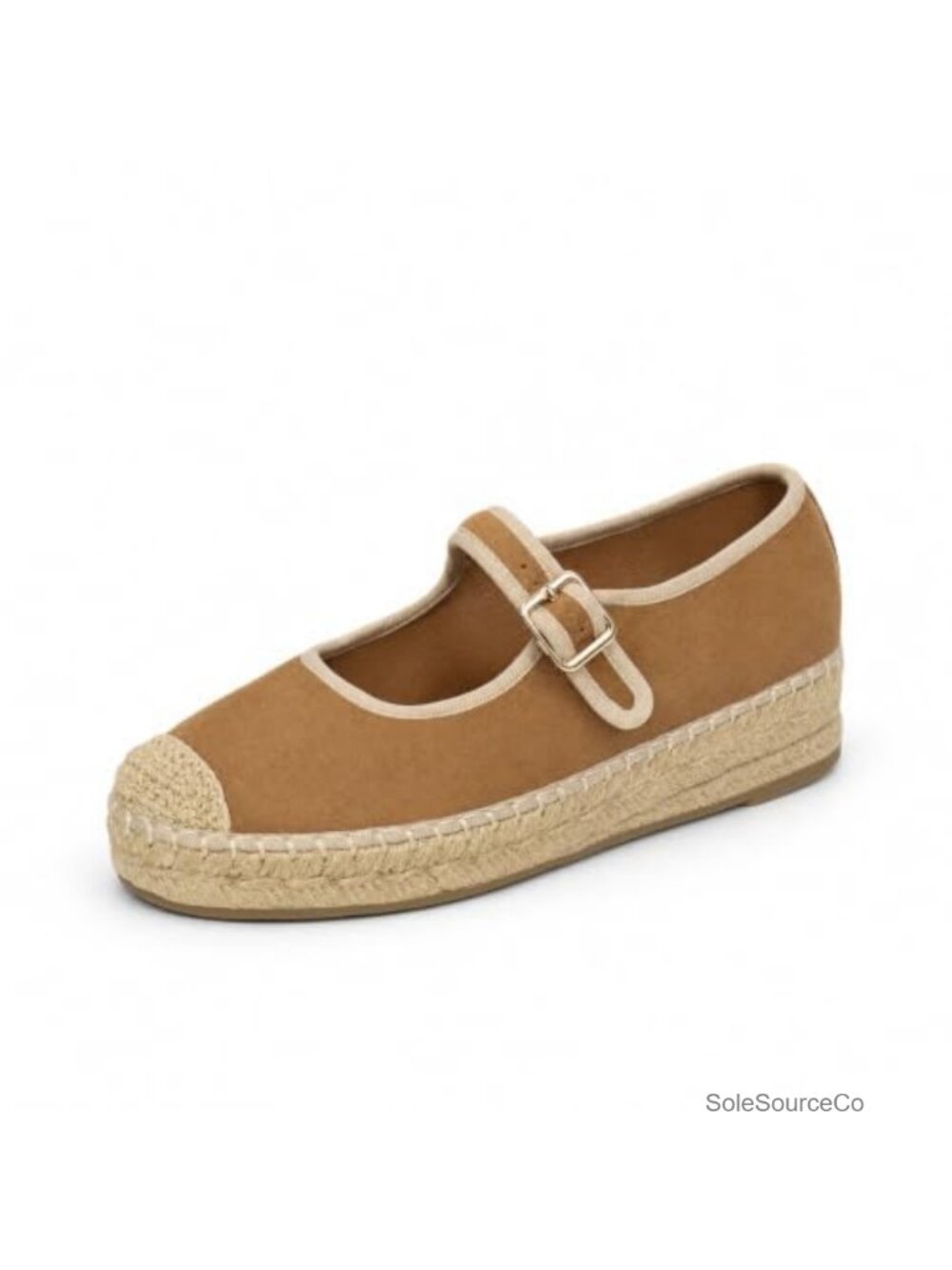 Women's Mary Jane Espadrille Flats Platform Round Toe Woven Outsole Buckle